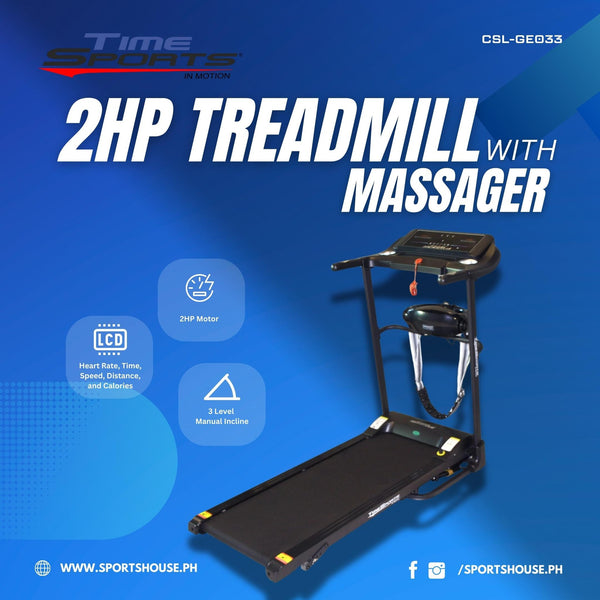 TIMESPORTS | 2 HP MOTORIZED TREADMILL WITH MASSAGER | CSL-GE033