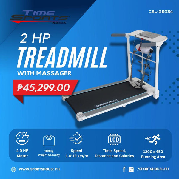 TIMESPORTS | 2 HP MOTORIZED TREADMILL WITH MASSAGER | CSL-GE034