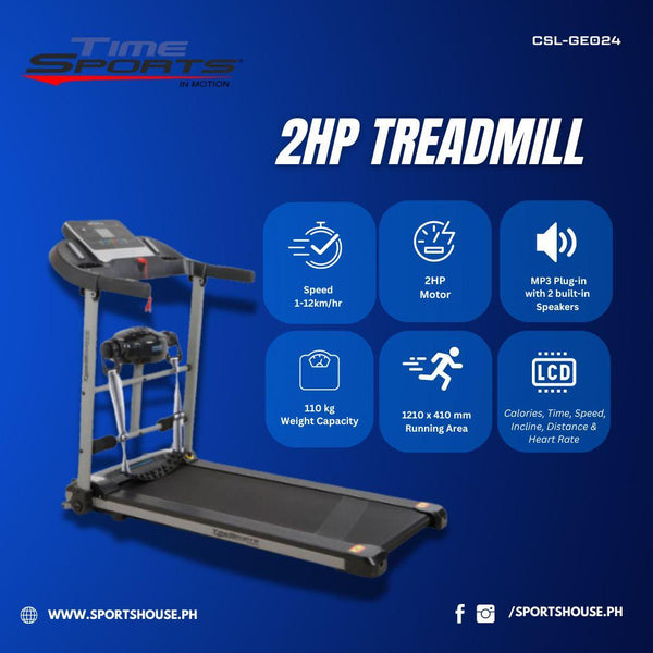 TIMESPORTS | 2 HP MOTORIZED TREADMILL WITH MASSAGER | CSL-GE024